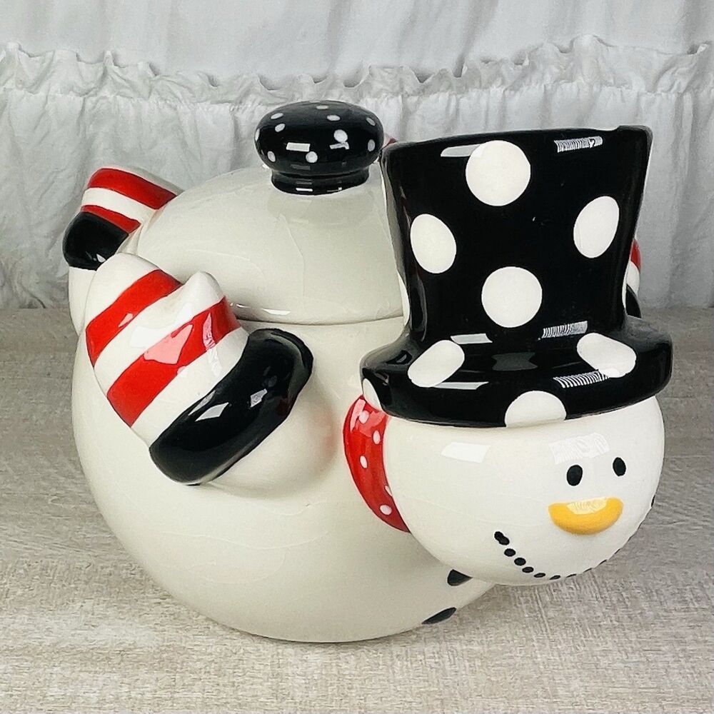 Snowman Cookie Jar Mud Pie Christmas Kitchen Home Decor Canister Decoration